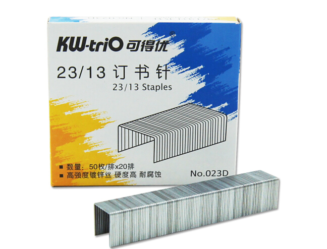 可得优（KW-triO） 镀锌丝订书钉 订书针 1000枚/盒 23/13