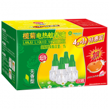 榄菊 无香型电热蚊香液4瓶200晚+加热器 驱蚊液 电蚊香 电蚊液  