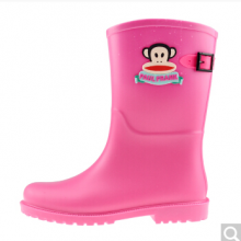 PaulFrank 大嘴猴雨鞋中筒时尚彩色搭扣雨靴防水胶鞋套鞋 PF1004 粉红 38码
