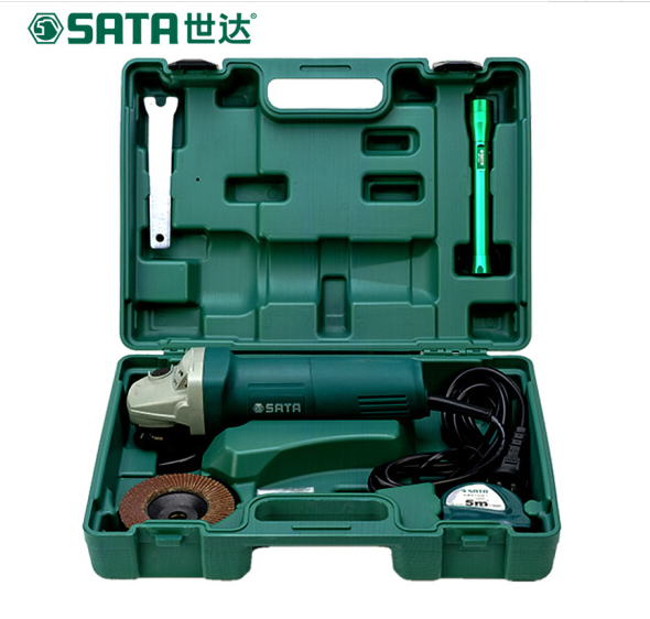 世达58件建筑安装家用工具箱多功能320W电钻套装05156 8件750W角磨机套装05155