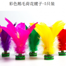 鹅毛毽子大号彩色羽毛比赛毽球牛筋底荷花毽子 5只装