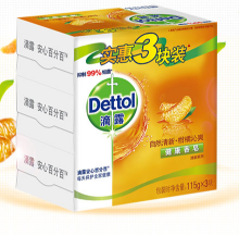 滴露Dettol 健康抑菌香皂 自然清新 柑橘沁爽 3块促销装（115克*3块）（沐浴洗手 男女通用