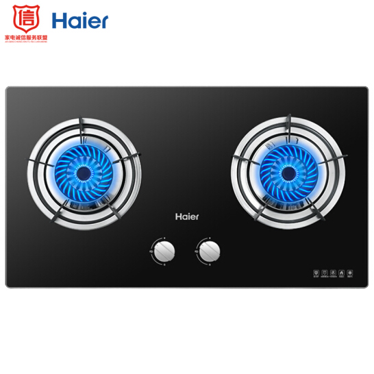 海尔（Haier）钢化玻璃 4.1KW大火力 一级能效 双灶嵌入式 燃气灶具JZT-QE636B