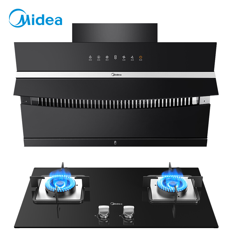  美的（Midea）侧吸抽油烟机 燃气灶具套装 家用 20立方 吸油烟机烟灶 J58+Q216B-T