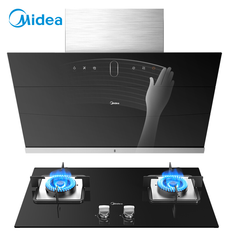 美的（Midea）侧吸抽油烟机 燃气灶 烟灶套装  J21+Q216B-T