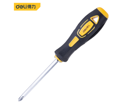 得力(deli) 橡胶柄两用螺丝批十字一字两用双头起子6*100mm DL626001