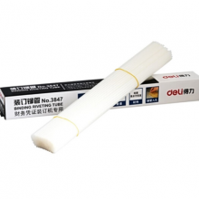 得力（deli）3847 财务装订机用透明装订铆管Φ4.8*500mm 热销款-厚页数-铆管(100支/盒)