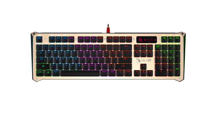 双飞燕（A4TECH）B940血手幽灵 机械键盘 有线键盘 游戏键盘 三代全光轴 RGB 背光键盘 黑金色 光轴