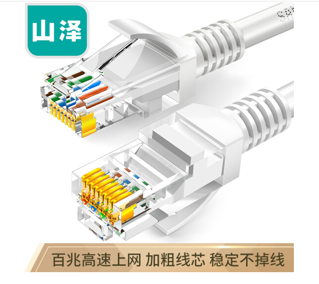 山泽(SAMZHE)超五类网线 CAT5e类高速百兆网线 15米 工程/宽带电脑家用连接跳线 成品网线 贝吉色 ZW-15