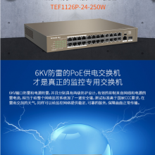腾达（Tenda） 8口/16口/24口 智能PoE供电交换机 企业工程物业监控网络分线器交换器 TEF1226P-24-410W（19英寸智能型）