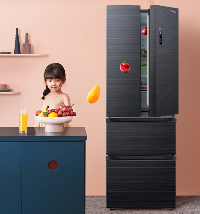 美的(Midea)323升 果润维C多门四门对开母婴保鲜冰箱双变频一级风冷无霜智能家用小电冰箱BCD-323WFPZM(E)
