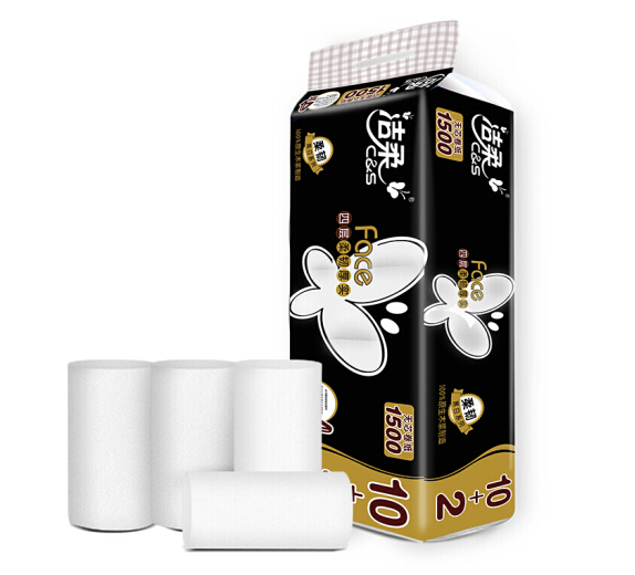 洁柔卷纸(C&S)卫生纸加厚4层125克*12卷（黑Face面子系列 冲水速溶不堵塞马桶）