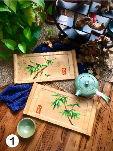 掐丝珐琅茶盘 书卷竹茶盘 礼品定制茶具礼品