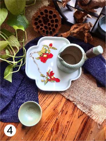 掐丝珐琅茶盘 汝窑如意茶盘 礼品定制茶具礼品