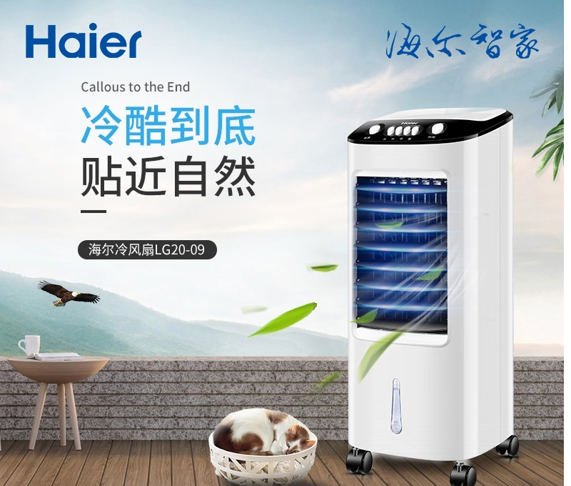 海尔（Haier） 空调扇 制冷风扇加湿单冷型冷风机遥控冷气扇家用水冷移动小空调 机械款 遥控款LG20-09R