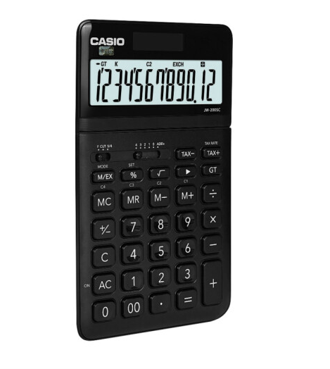 卡西欧（CASIO）时尚办公计算器 神木黑 JW-200SC-BK