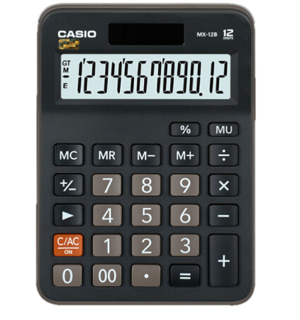 卡西欧（CASIO）MX-12B 商务计算器 小型机 黑色经典款