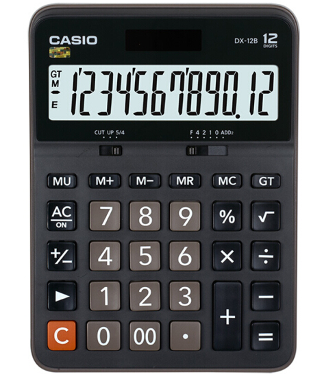 卡西欧（CASIO）DX-12B 商务计算器 大型机 黑色经典款