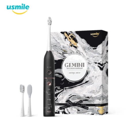usmile 电动牙刷 成人款情侣版 声波级双子电动牙刷 大理石黑色