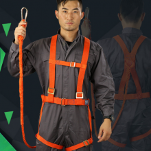 泰（HuaTai）防坠落双绳高空作业绳电工防护安全悬挂全身式安全带套安全绳双背建筑工地工程安全带 【2米】红色全背双绳小钩