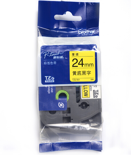 兄弟(brother)TZe-651 24mm黄底黑字标签色带（适用PT1650/7600/2700/3600）