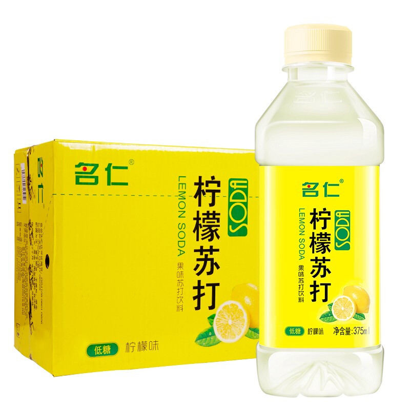 名仁 柠檬苏打水饮料 375ml*24瓶 整箱装