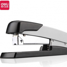 得力(deli)轻便型厚层订书机/订书器 金属材质可钉50页 银色0416