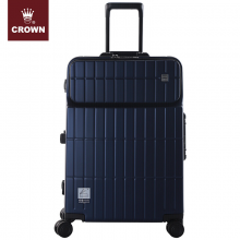 CROWN/皇冠 拉链铝框拉杆箱万向八轮旅行箱 密码硬箱大容量 5252-25英寸海军蓝