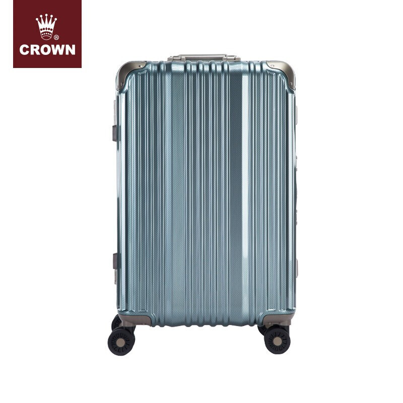 皇冠（CROWN） 铝框拉杆箱 商旅两用旅行箱男女耐磨托运箱密码箱万向轮行李箱5285H-25-青色