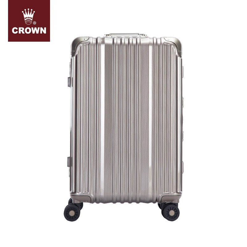 皇冠（CROWN）铝框拉杆箱 商务旅行箱行李箱窄框登机箱 男女万向轮 牢固抗摔5285H-20-钛金