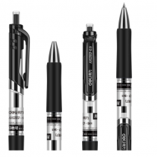 得力(deli)按动中性笔签字笔 0.5mm ST头尖锥头按动签字笔水笔 办公用品 黑色 1支