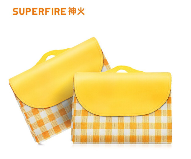 神火（supfire）野餐垫户外加厚防潮垫耐磨牛津布大尺寸便携帐篷垫子沙滩垫黄白格2*2米