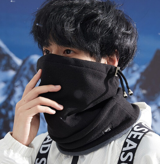 神火 （supfire）围脖男女户外脖套保暖抓绒冬季防风护脸套头护脖套针织防风骑行学生围巾黑色