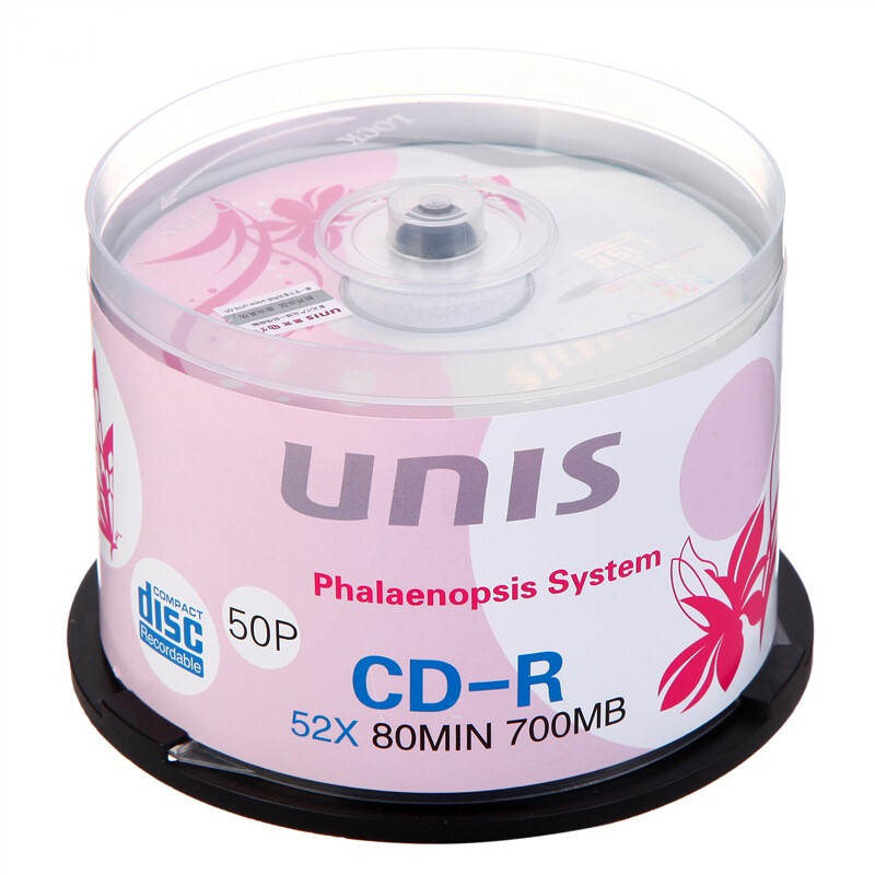 紫光（UNIS）CD-R空白光盘 碟之恋系列 刻录盘 刻录光盘 52速 700M 桶装50片