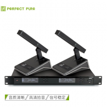 完美本色（Perfect Pure） M21无线麦克风一拖二U段可调频主持演讲广播方杆会议话筒 黑色