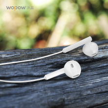 沃品（WOPOW）EM209耳机3D音质有线半入耳式3.5mm接口线控耳麦适用于苹果华为安卓手机 白色