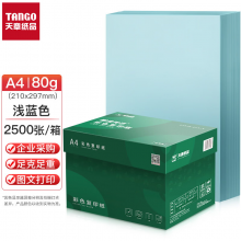 天章(TANGO) a4浅蓝色打印纸 80g2500页彩色复印纸 淡蓝色卡纸A4彩纸手工折纸 A4打印纸整箱 500张*5包凭证用
