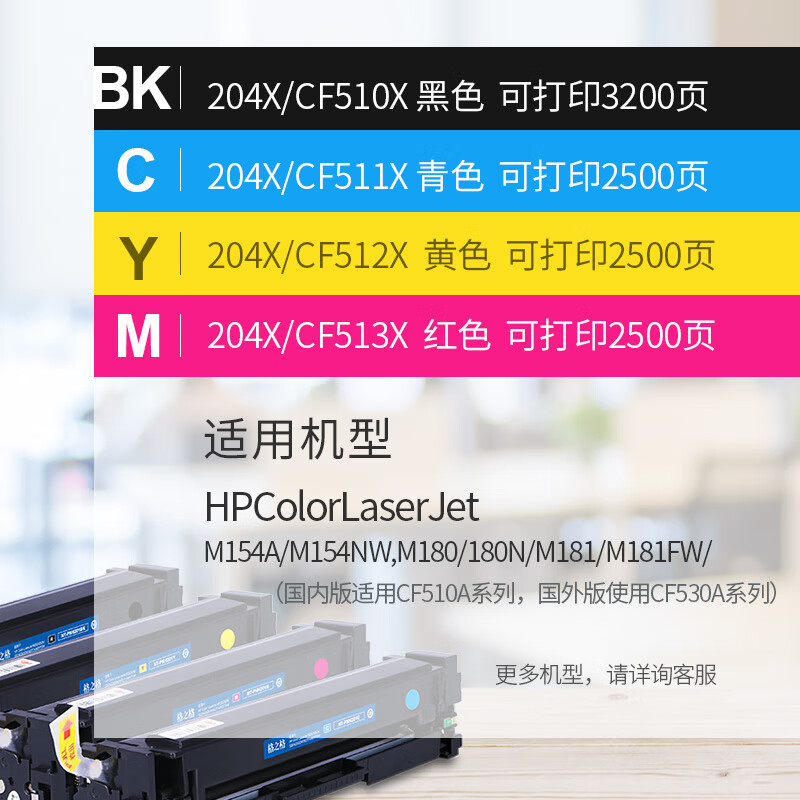 格之格 204a硒鼓适用惠普m180n硒鼓hp Color LaserJet Pro m181fw M154NW m154a cf510a大容量青色带芯片墨盒