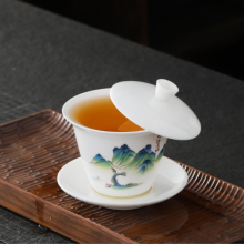 润天壹号 白瓷盖碗单个功夫茶碗悬停三才盖碗 泡茶茶具 单个装