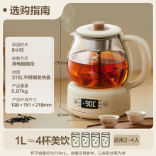 小熊（Bear）煮茶器煮茶壶 养生壶烹煮一体茶壶迷你蒸茶器 316L喷淋式不锈钢烧水壶黑茶茶具1升ZCQ-F10N7