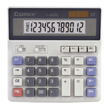 齐心(Comix)金属面板桌上型计算器电脑按键语音商务财务计算器LCD屏幕12位 C-2035 计算器