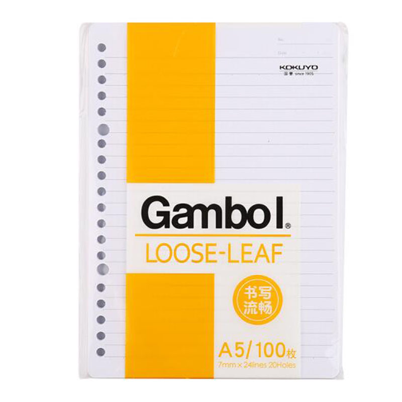 日本国誉(KOKUYO)Gambol渡边替换活页本子/活页纸替换芯7mm*24行 20孔 A5/100页 1本装 WCN-LL1101N