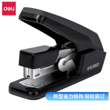 得力(deli)省力结构订书机/装订器 一指按压 适配12#钉 黑色0477