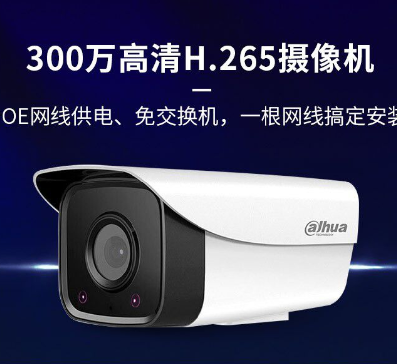 大华摄像头 300万监控摄像头POE 网络高清带录音红外夜视30米监控器 H265存储减半室内室外3.6mm