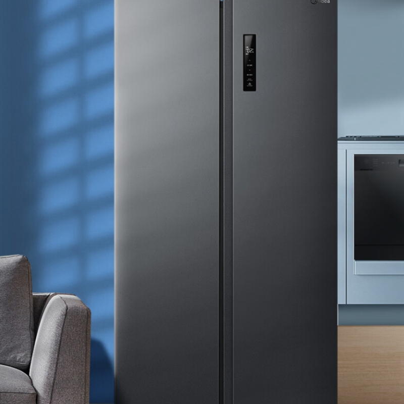 美的（Midea）468升变频一级能效双开门对开智能家电风冷无霜超薄机身可嵌入冰箱 BCD-468WKPZM(E)炭灰-月夜