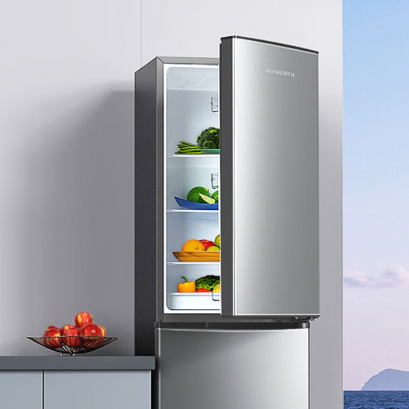 创维(SKYWORTH)186升小冰箱小型电冰箱 家用租房双开门两门冰箱 节能省电低音 二门双温 BCD-186D银色