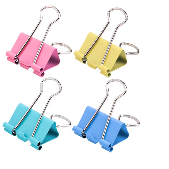 得力8555-5#彩色长尾票夹19mm(筒装)(混)(40只/筒)