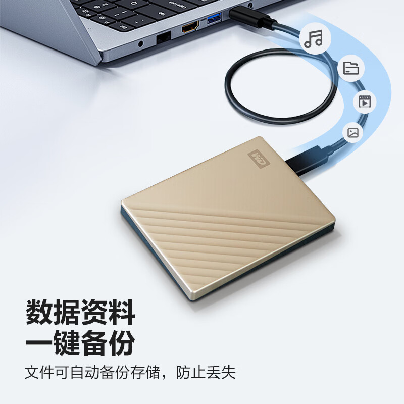  西部数据（WD）4TB 移动硬盘type-c Ultra系列 2.5英寸 金 机械硬盘 笔记本电脑外接加密兼容Mac 大容量家庭存储