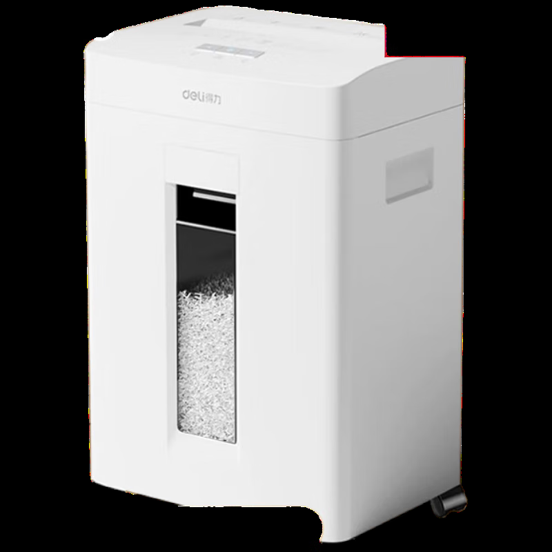 得力GA666碎纸机-商务碎纸机单次最大可碎8张A4纸连续碎纸30分钟23L大容量德5级密保(白色)