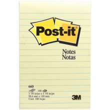 3M Post-it报事贴 660 报事贴单行簿 黄色横线便条纸 告示贴 4*6 便签本